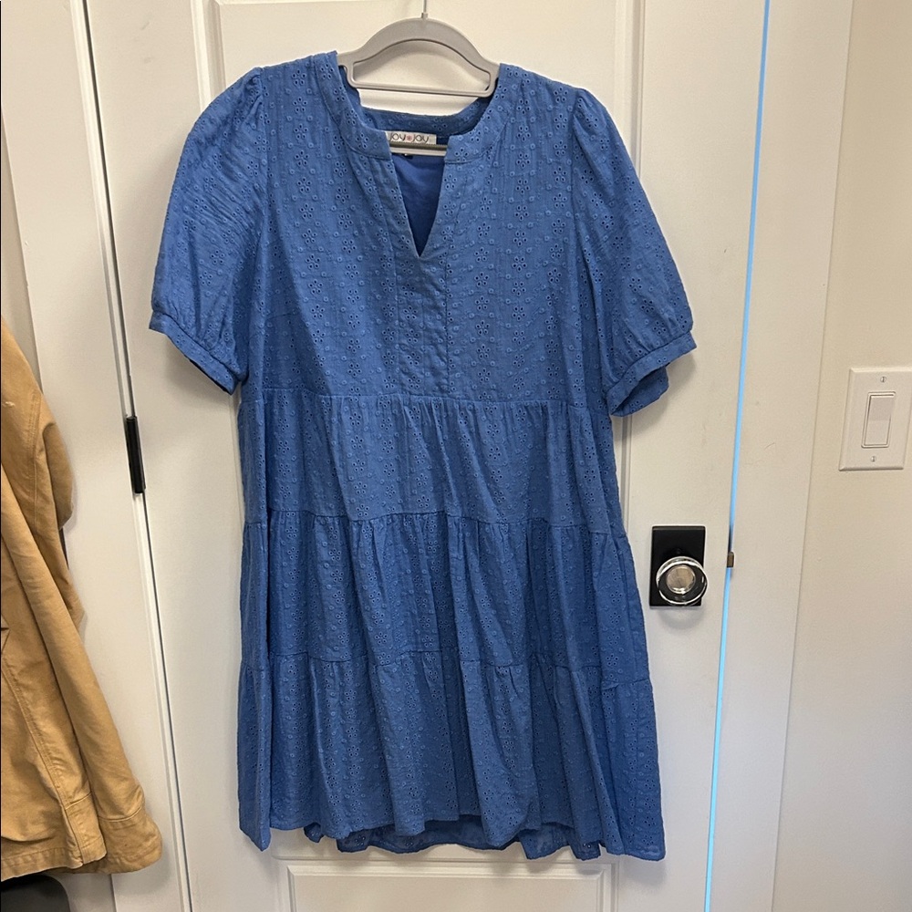 Joy Joy Blue Tiered Mini Dress
